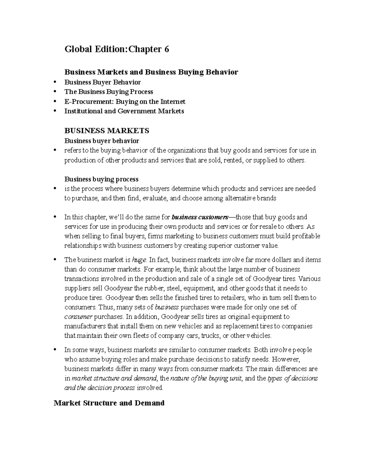 Chapter 6 NOTA Marketing - Global Edition:Chapter 6 Business Markets ...