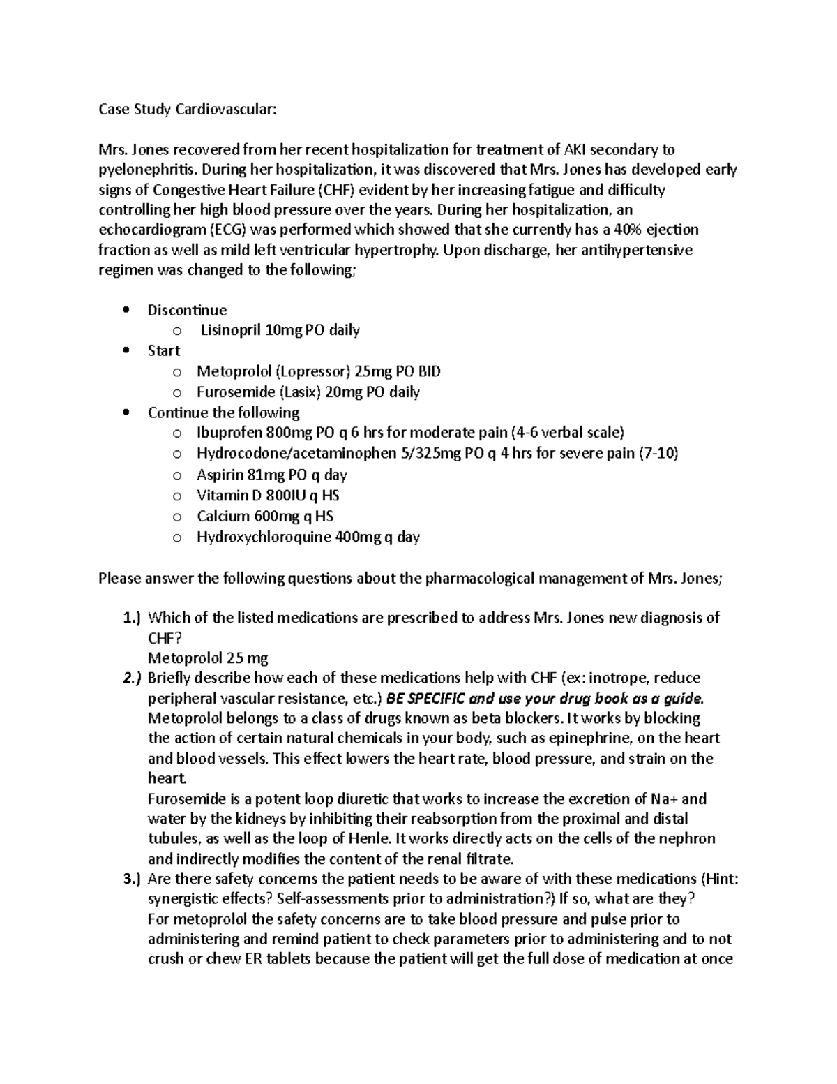 Case Study Cardiovascular N110 N180 - Case Study Cardiovascular: Mrs ...