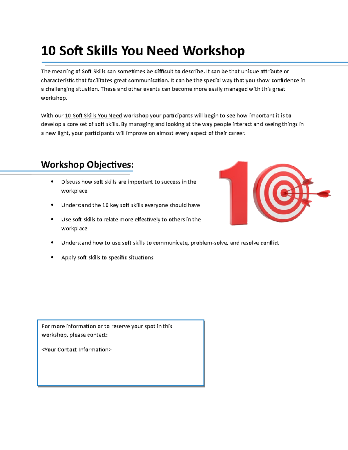 10 soft skills you need advetorial 10 soft skills you need workshop