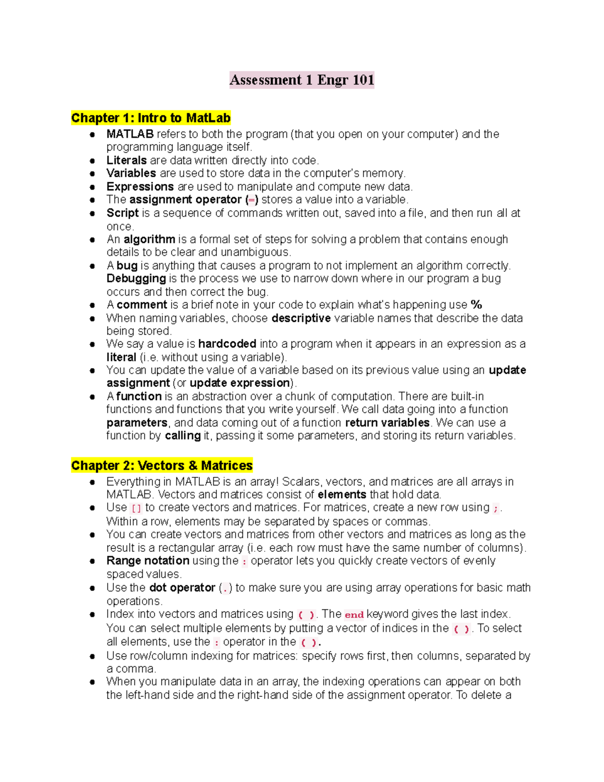 Test 2 Ch. 1-11 Runestone Guide - Assessment 1 Engr 101 Chapter 1 ...
