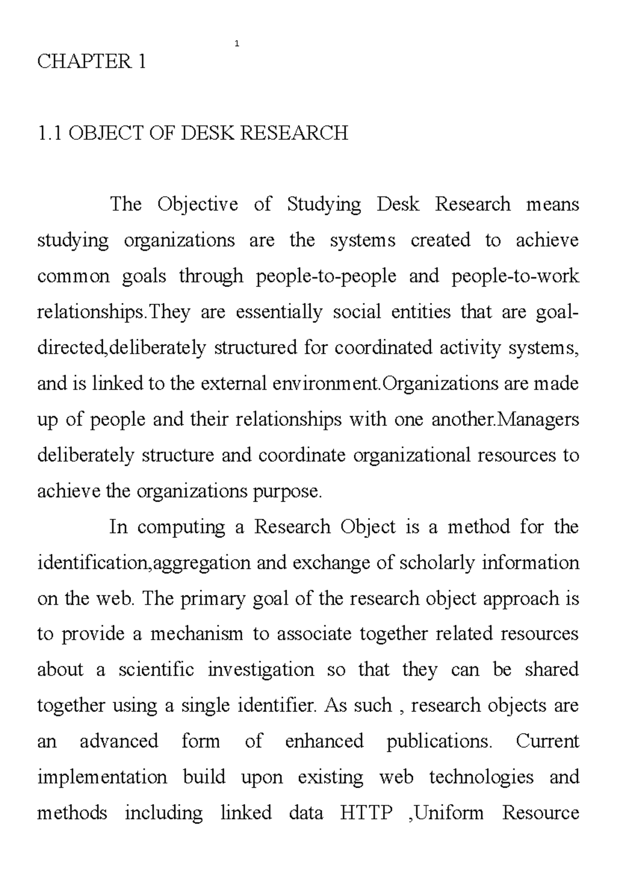 Chapter 1 CHAPTER 1 1 OBJECT OF DESK RESEARCH The Objective of
