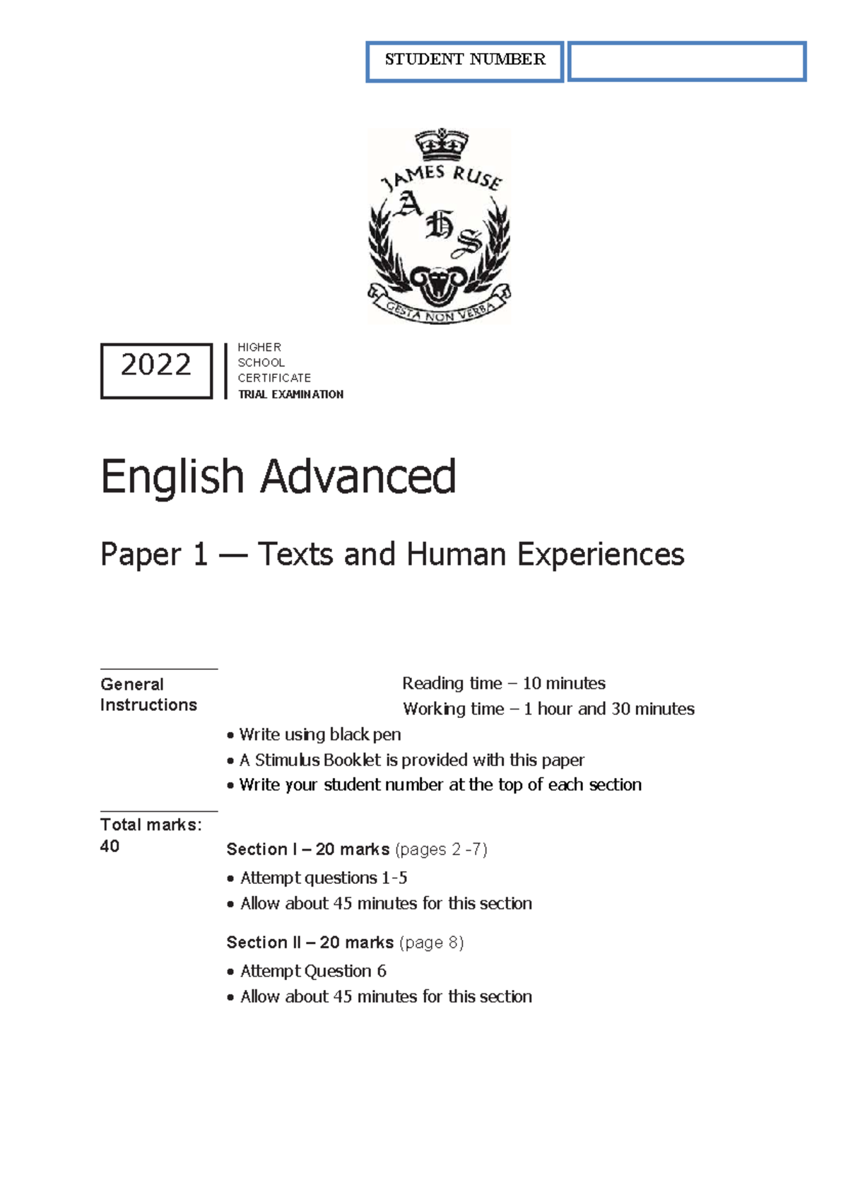 James ruse 2022 ea trial paper 1 64464 a863b0c6 - HIGHERSCHOOL ...