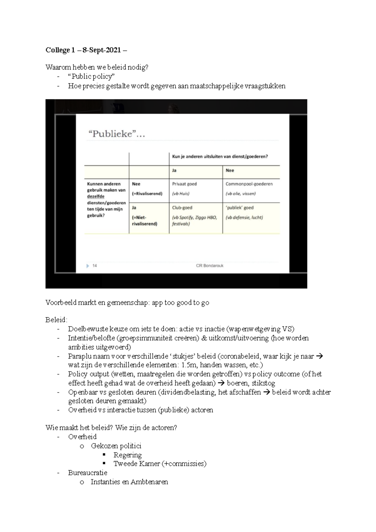 College Aantekeningen - Beleid 1: Beleids- En Besluitvorming - Studeersnel