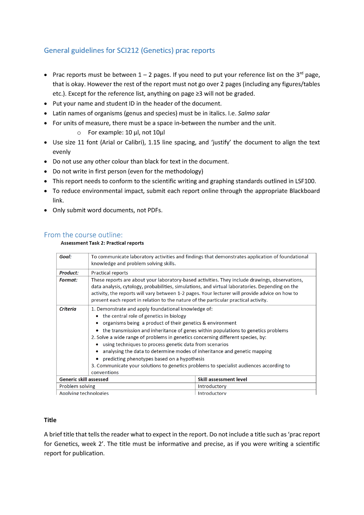 General Prac report guidelines 2017 - General guidelines for SCI212 ...