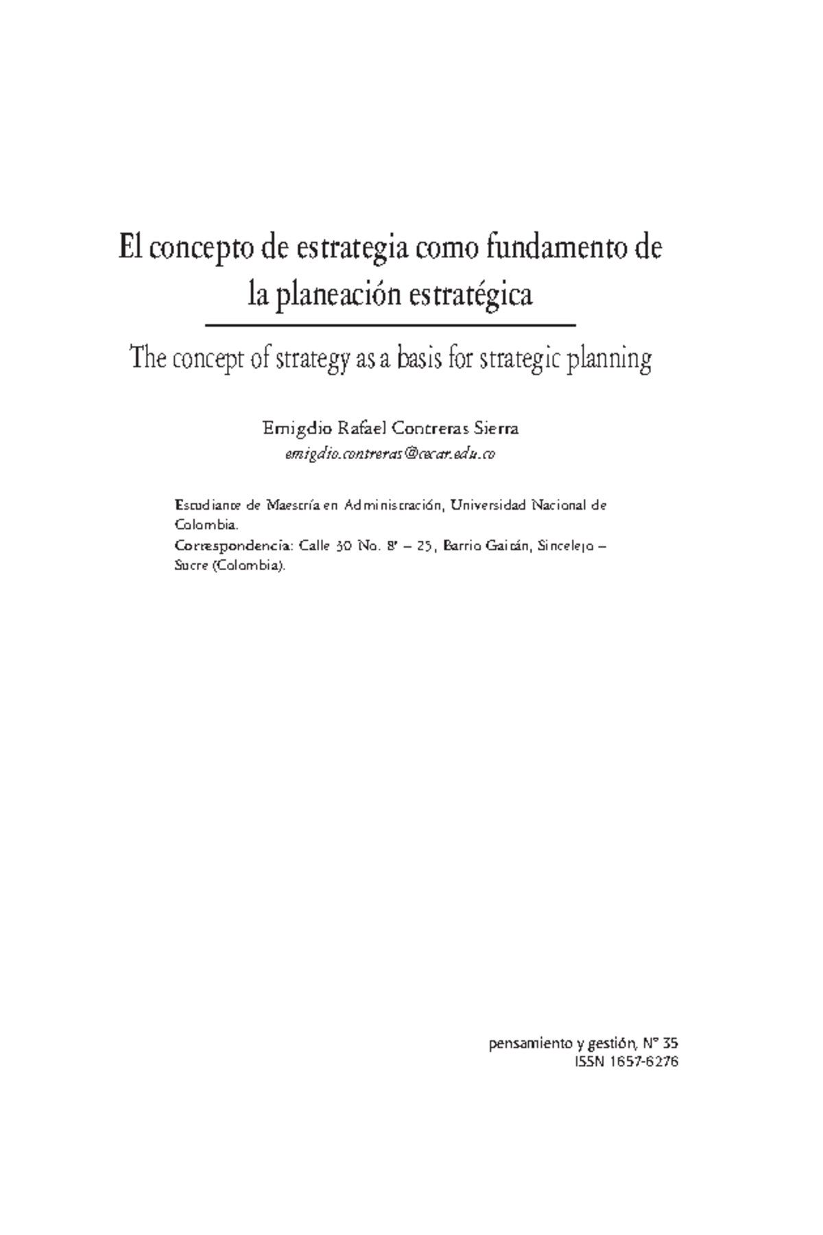 1 - ... - El concepto de estrategia como fundamento de la planeación ...