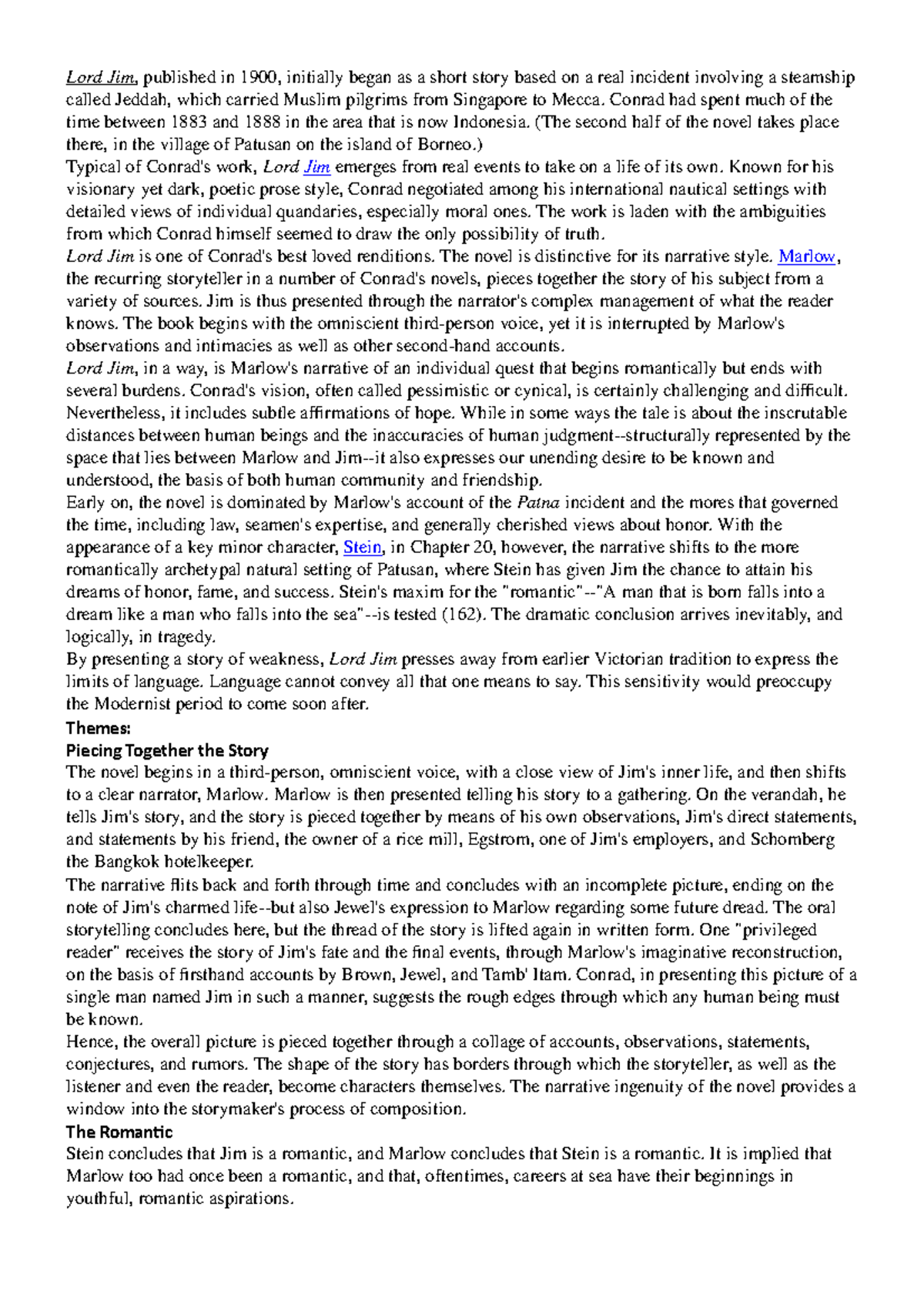 Lord Jim riassunti letteratura inglese Lord Jim, published in 1900