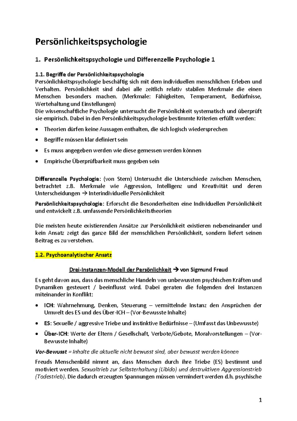 Dlbwppdps 01 Persönlichkeitspsychologie - Persönlichkeitspsychologie 1