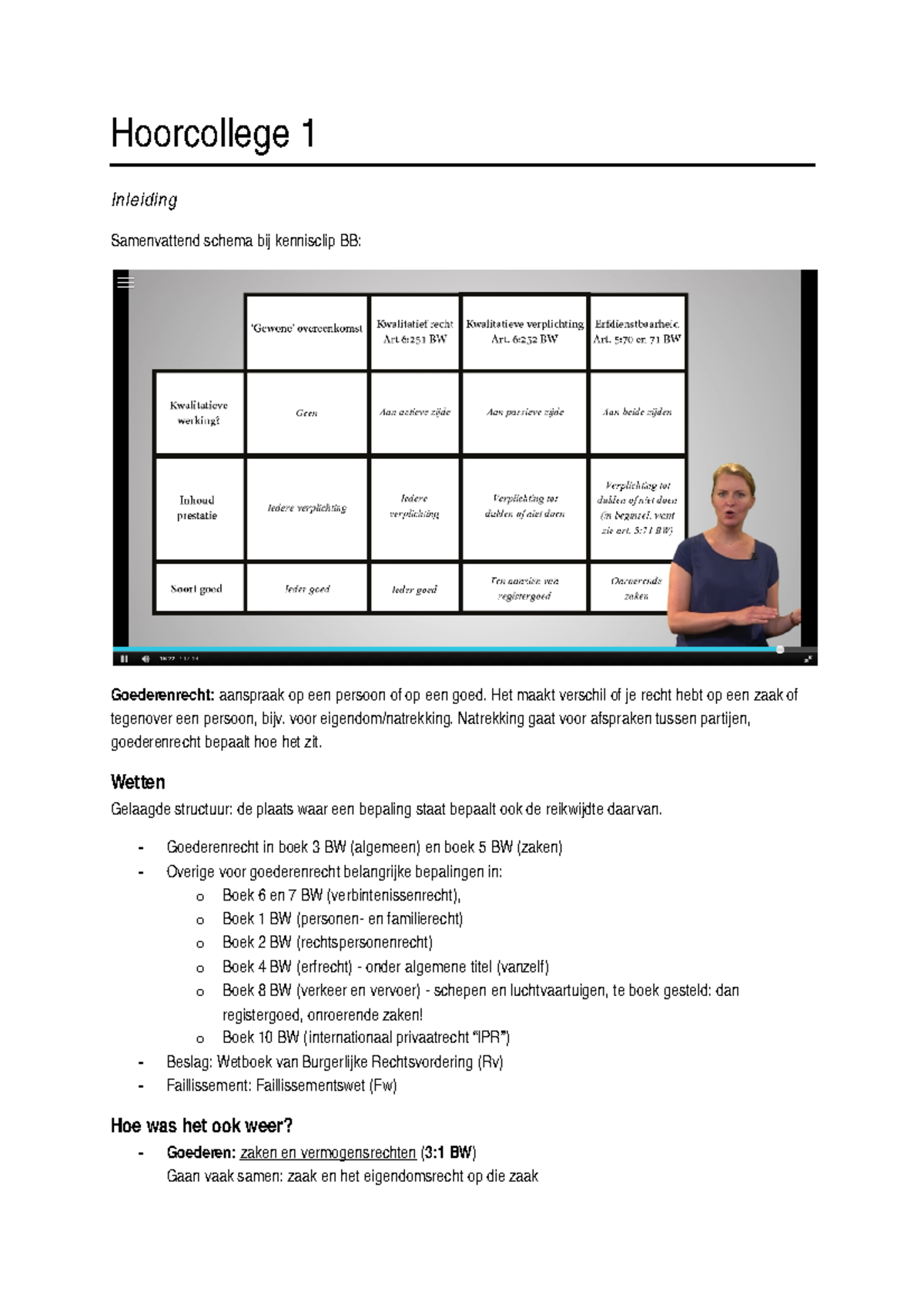 Hoorcollege 1, Week 1 - Hoorcollege 1 Inleiding Samenvattend Schema Bij ...