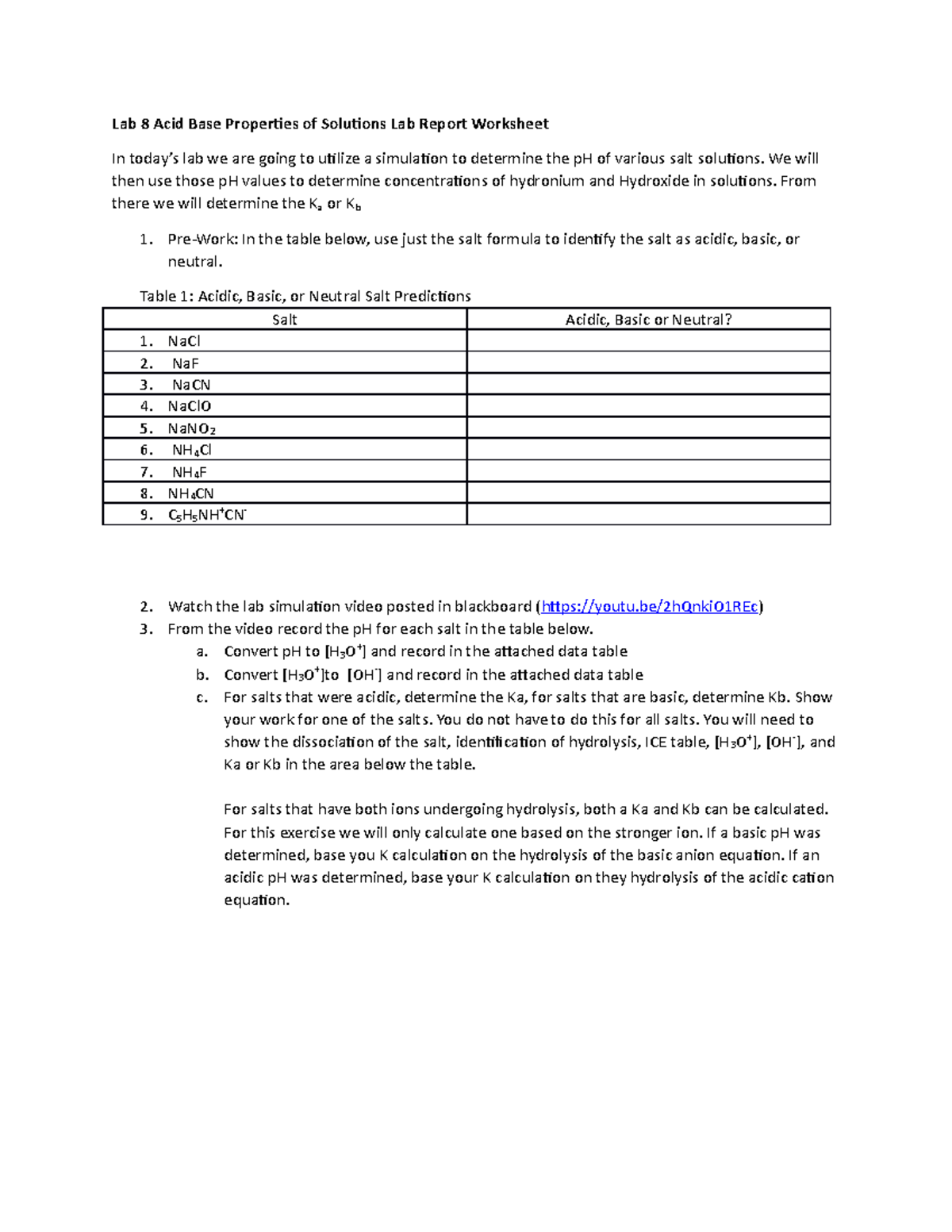 CHM 111 Experiment 8 revised Lab 8 Acid Base Properties of Solutions