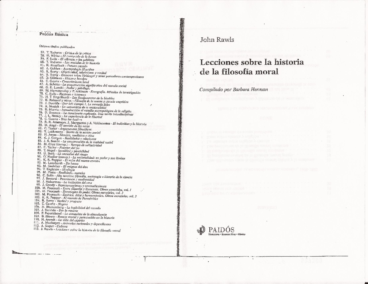 Rawls lecciones sobre la historia de la filosofia moral - Història de