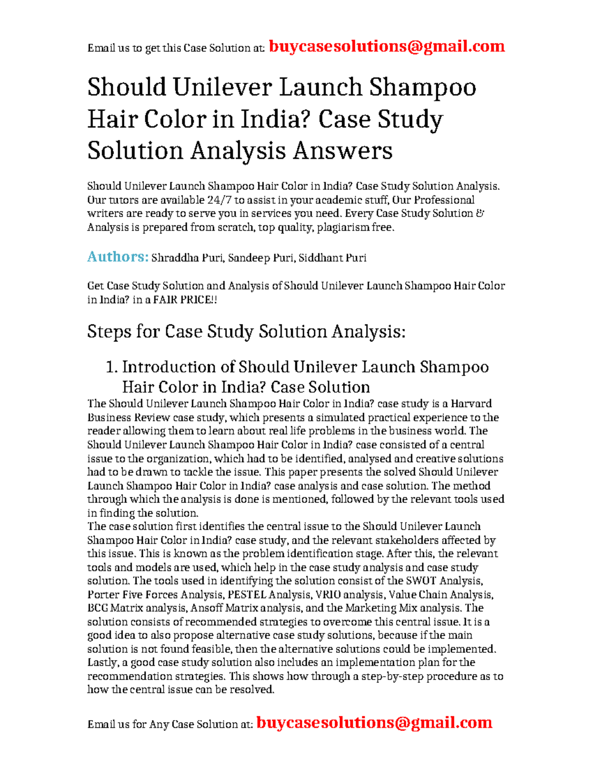 Solution Should Unilever Launch Shampoo Hair Color in India - Should ...