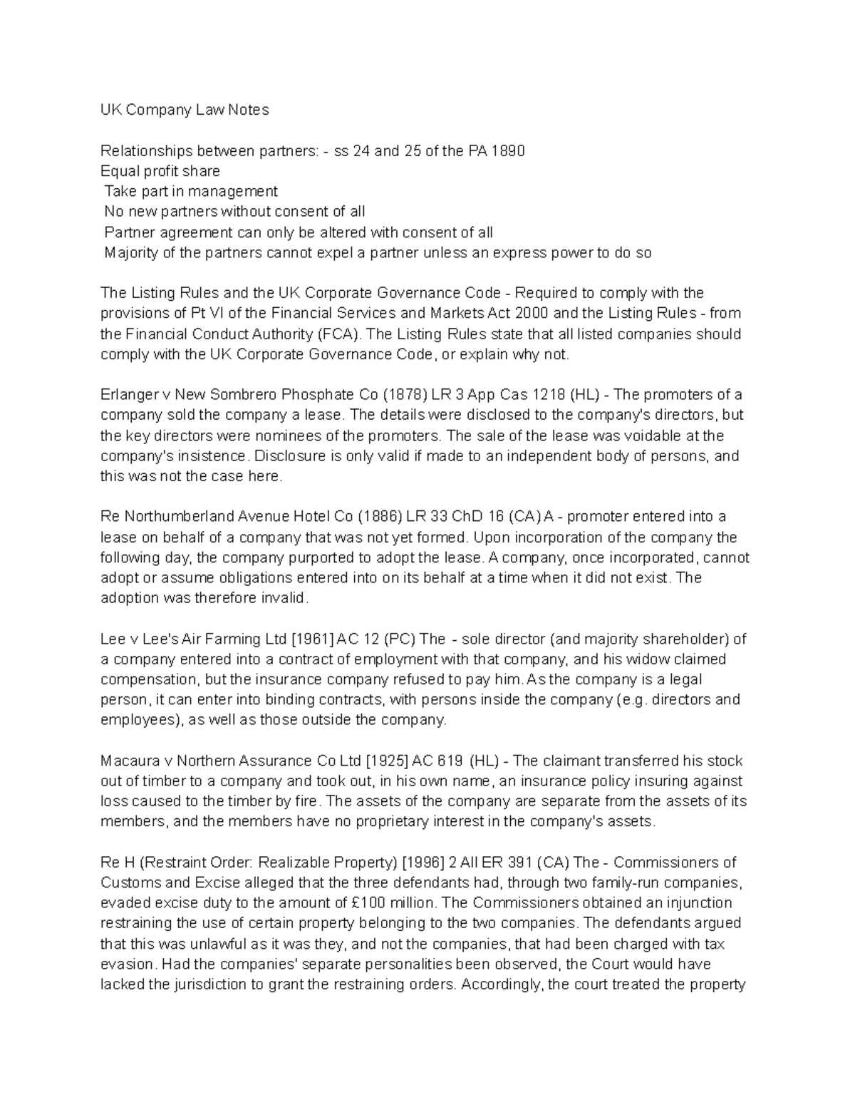 UK Company Law Notes UK Company Law Notes Relationships between