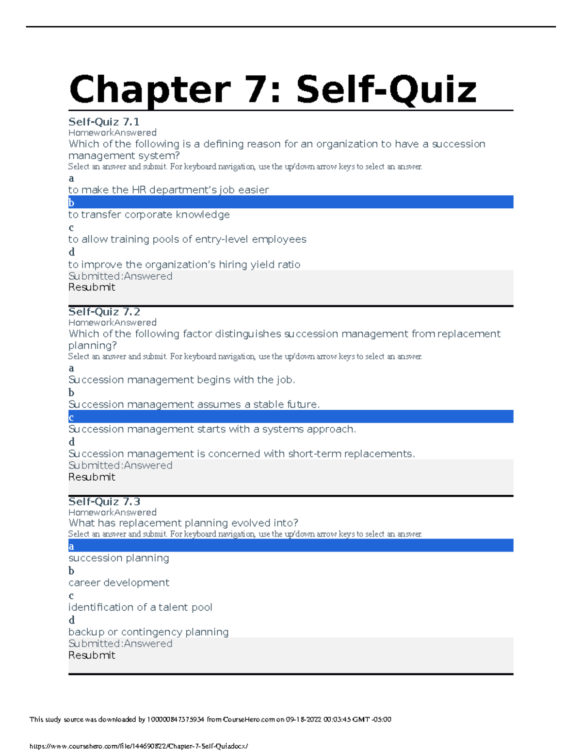 Chapter 7 - Materials fo the exam - Chapter 7: Self-Quiz Self-Quiz 7 ...