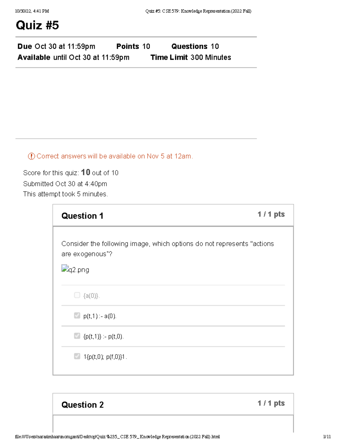 Q5 - Practical assignment - Quiz Due Oct 30 at 11:59pm Points 10 ...