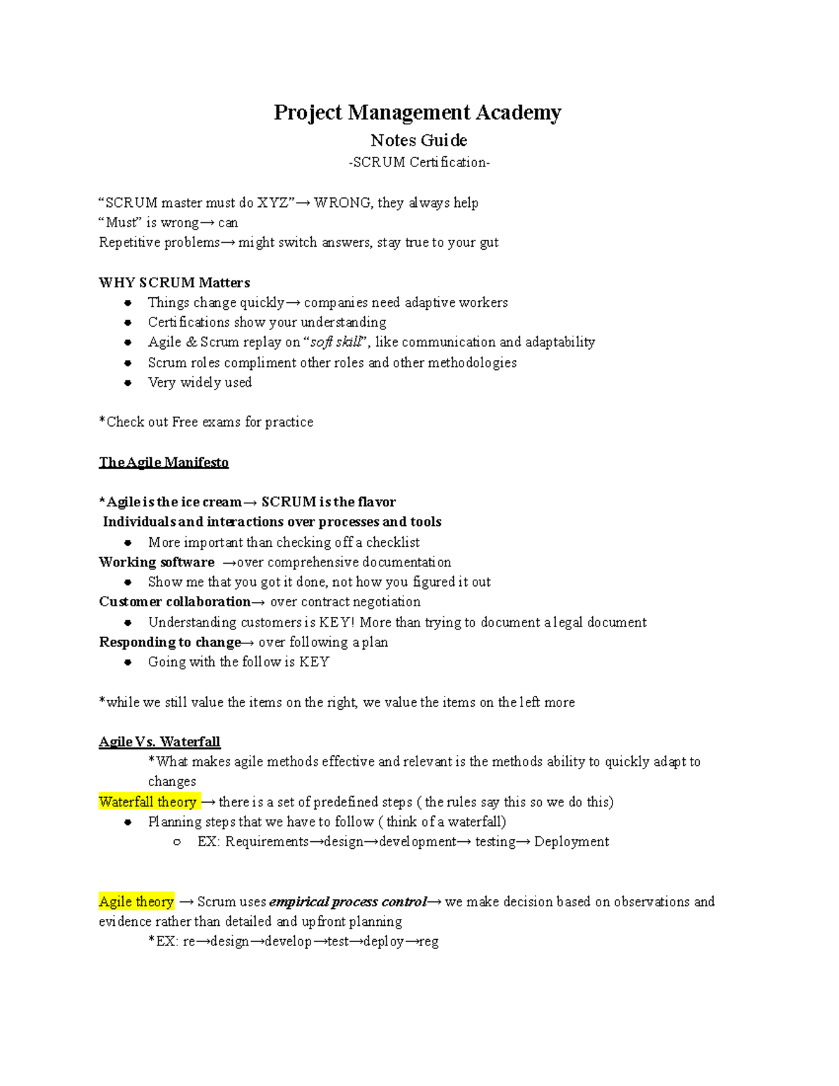 Project Management Academy Project Management Academy Notes Guide