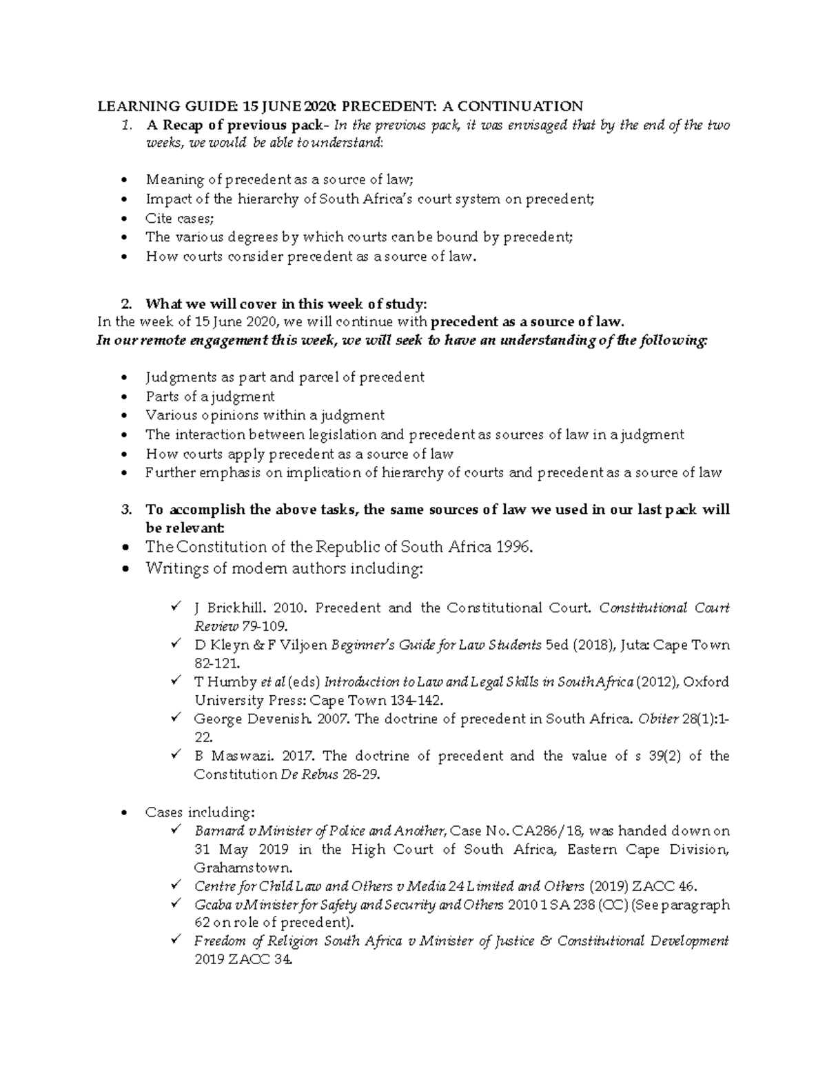 Pack 4 Learning Guide - Notes on civil procedure and its complexity ...