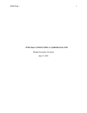 Nikki King Task 2 Needs Analysis - Nikki King Task 2 D Needs Analysis A ...