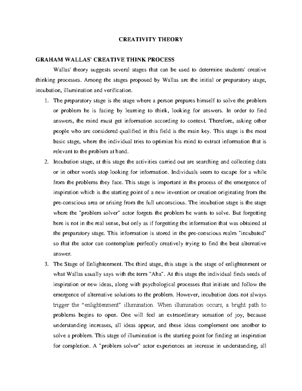 40. Creativity Theory Cognitive Psychology CREATIVITY THEORY GRAHAM