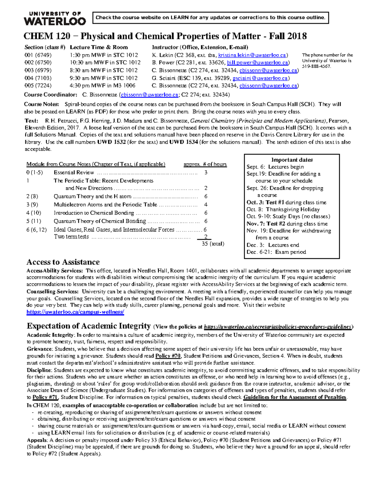 Sample/practice exam 6 June 2016, questions and answers - CHEM 120 − ...