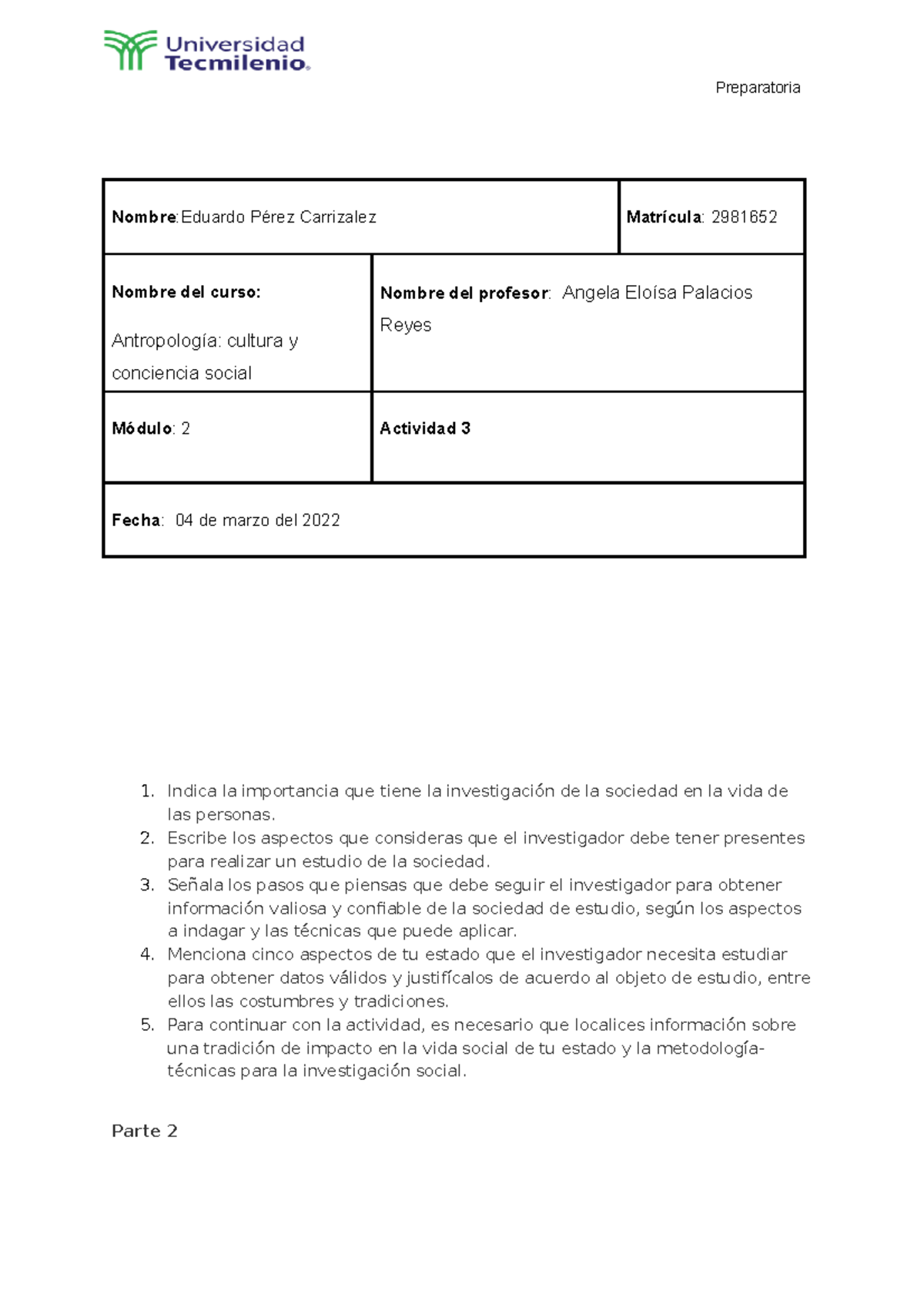 Tarea 1-4 Semestre - Preparatoria Nombre :Eduardo Pérez Carrizalez ...