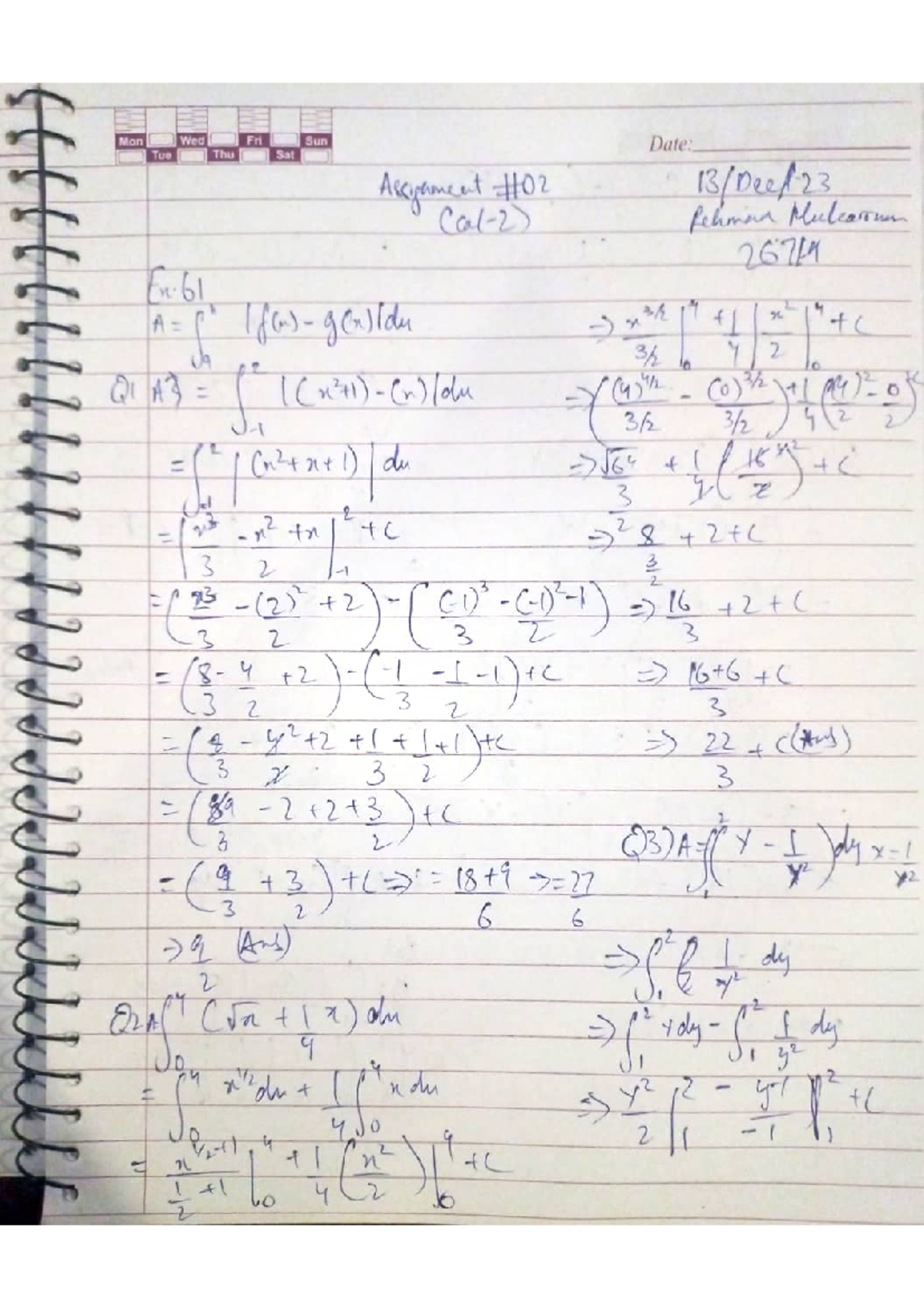 Assignment 2 (26714) - Calculus II - Studocu
