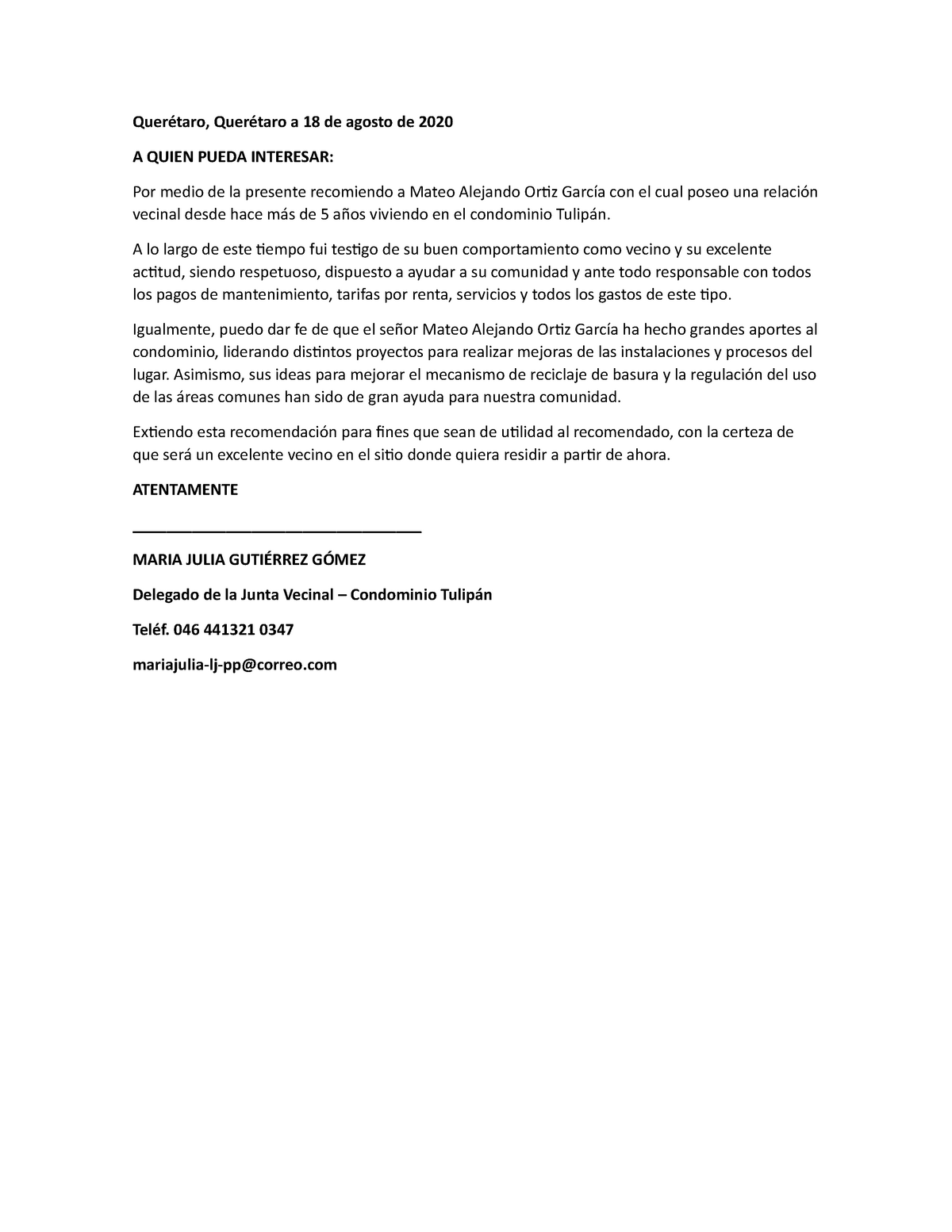 Carta De Recomendacion Un Vecino Ejemplo Kulturaupice Cartas Porn Sex Picture 2262