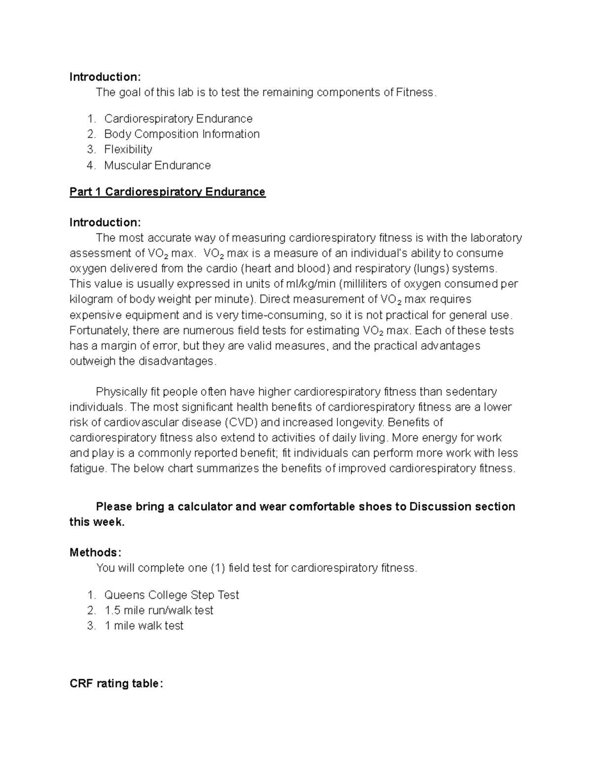 KIN 100 Lecture: Components of Fitness - Introduction: The goal of this ...