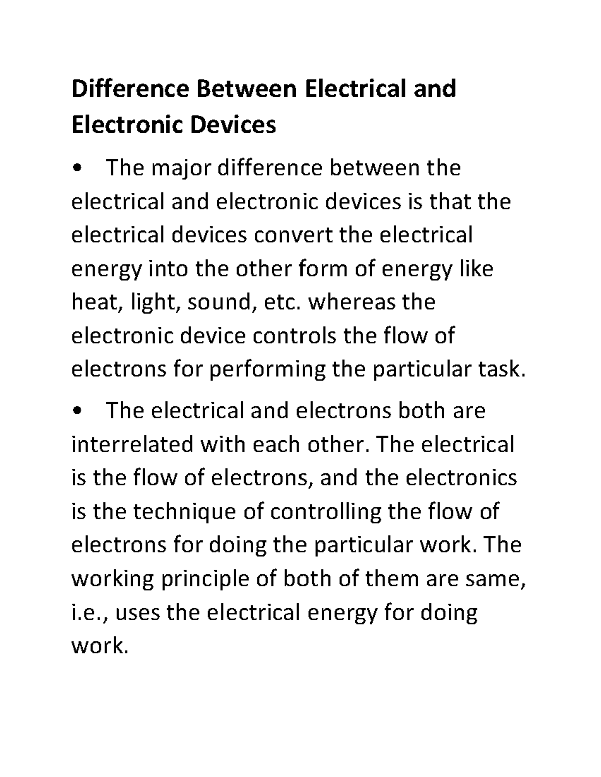 Difference Between Electrical and Electronic Devices Electronic