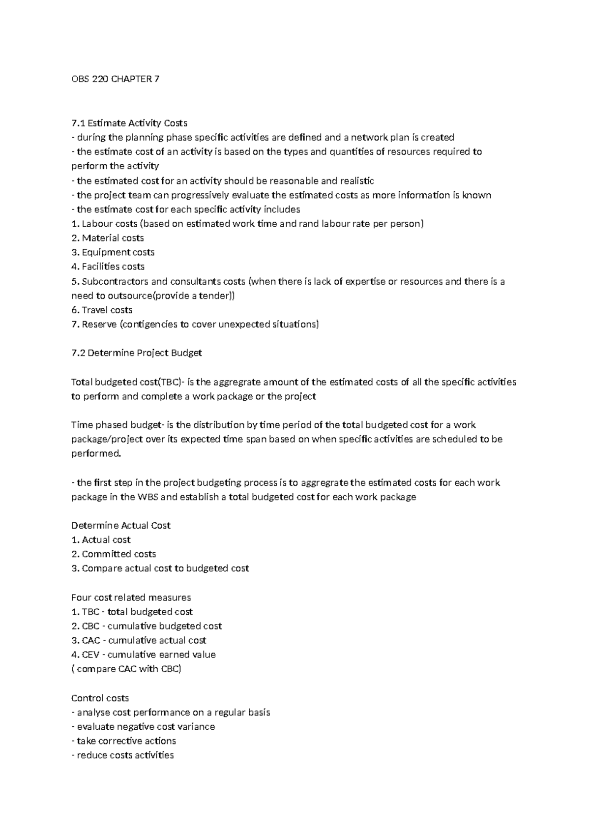 OBS 220 Chapter 7 - Summary Business management - OBS 220 CHAPTER 7 7 ...