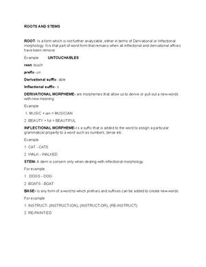 Types OF Morphemes - • The internal structure of words. - MORPHOLOGY ...