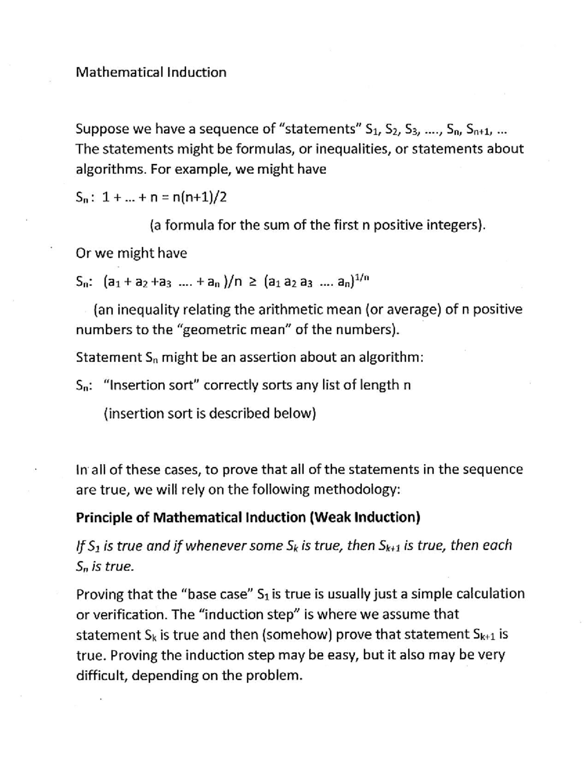Induction 1 Mathematical Induction Suppose We Have A Sequence Of S1 Induction 1 Mathematical Induction Suppose We Have A Sequence Of S1