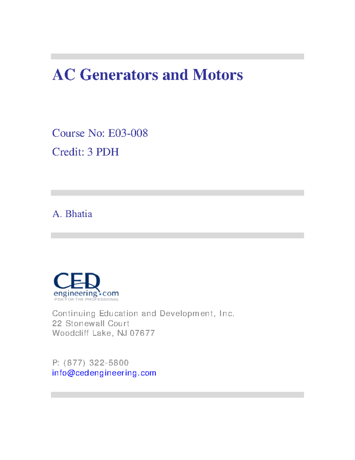 AC Generators and Motors R1 - AC Generators and Motors Course No: E03 ...