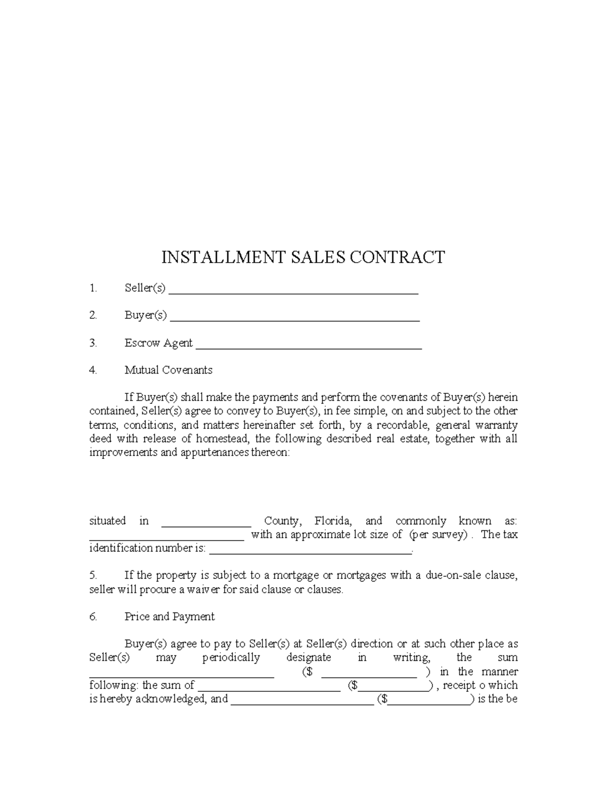 Installment Contract - nlkjlkhgjglg - INSTALLMENT SALES CONTRACT Seller ...