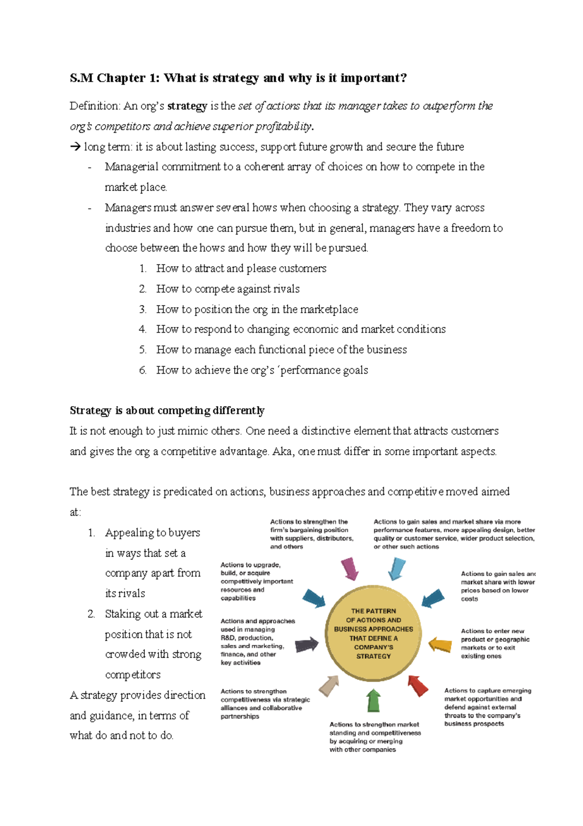 SM summary - chapter 1 - S Chapter 1: What is strategy and why is it ...