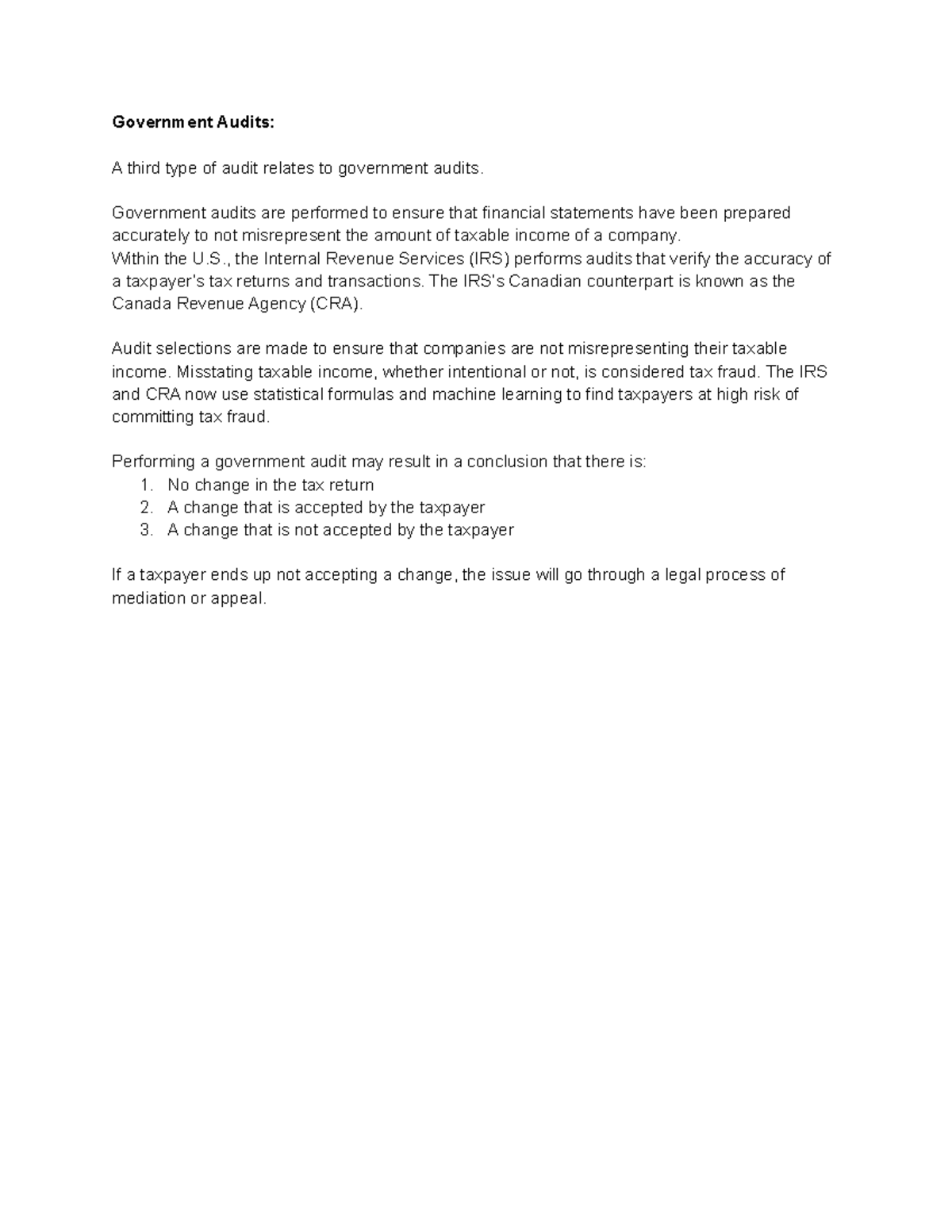 Auditing 4 - Government Audits: A third type of audit relates to ...