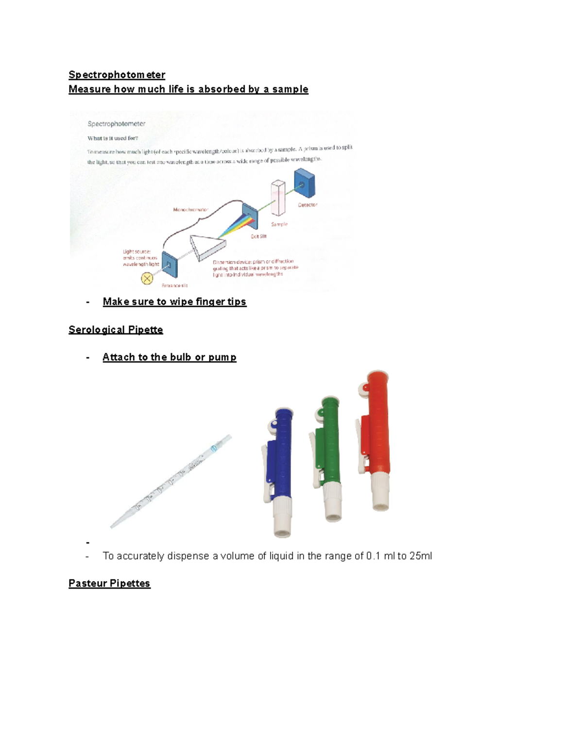 Lab prep - Random lab prep stuff - Spectrophotometer Measure how much ...