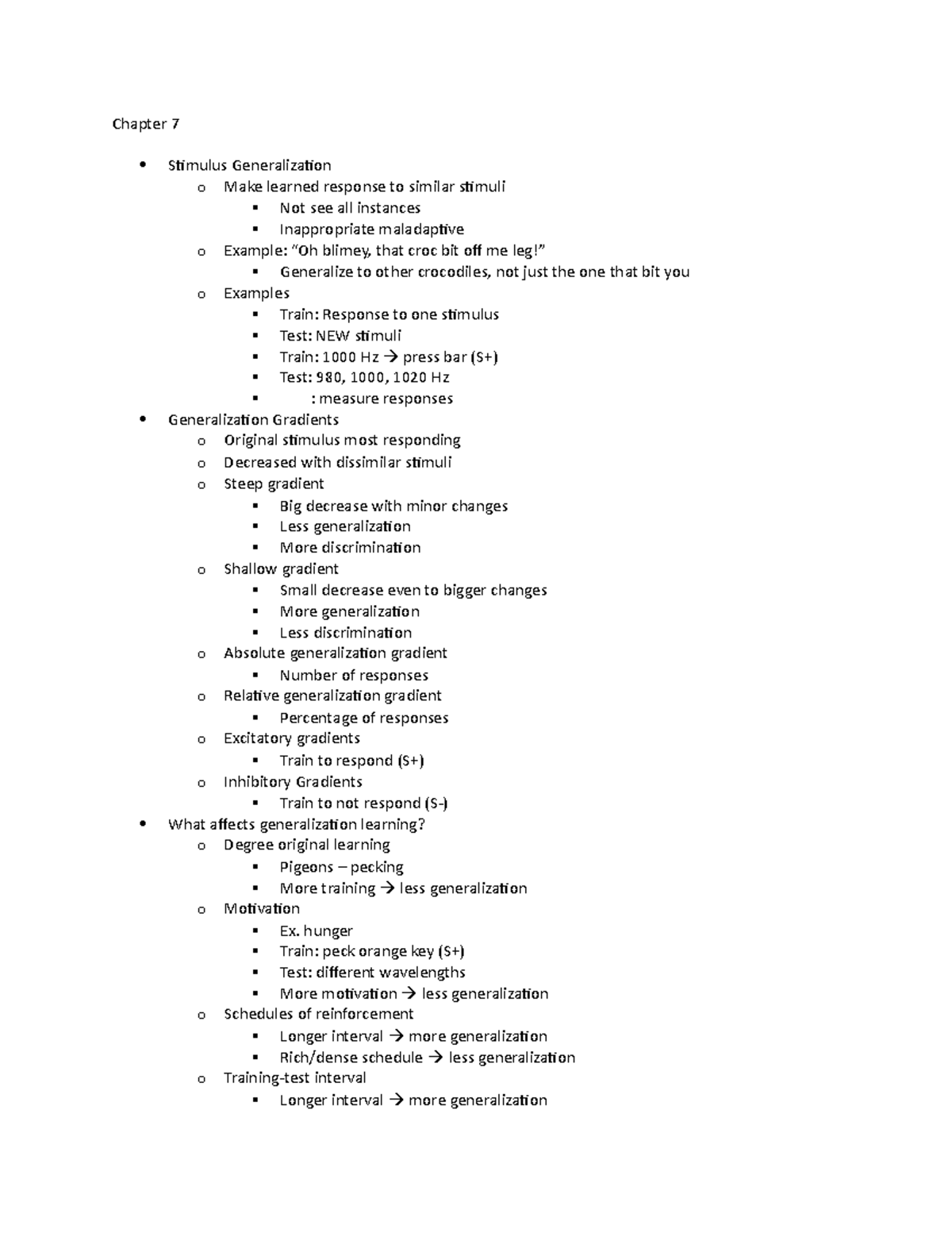 Learning and Cognition Notes-Section 3 - Chapter 7 Stimulus ...
