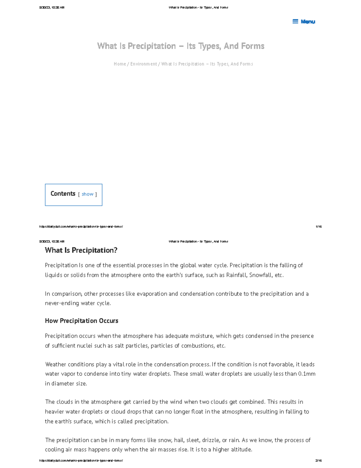 What Is Precipitation Its Types, And Forms Precipitation is the