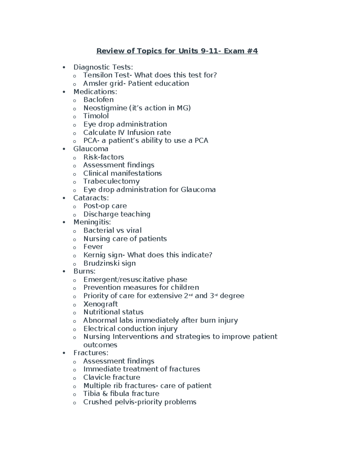 Review of Topics for Units 9-11 - Exam #4 - Review of Topics for Units ...