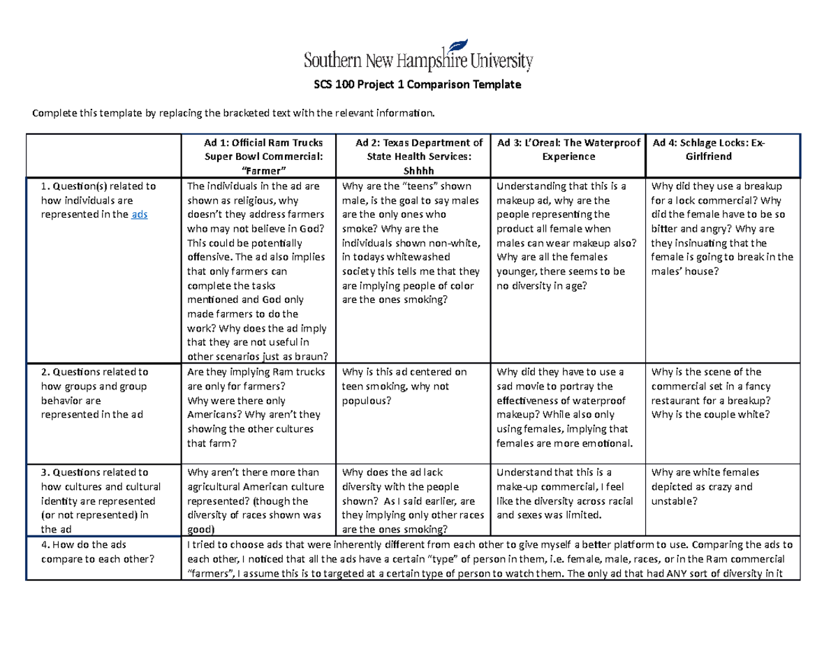 1-5 Comparison Template Draft - SCS 100 Project 1 Comparison Template ...