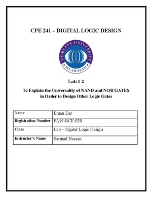 Project Proposal DLD - Project Proposal Digital Logic Design ...