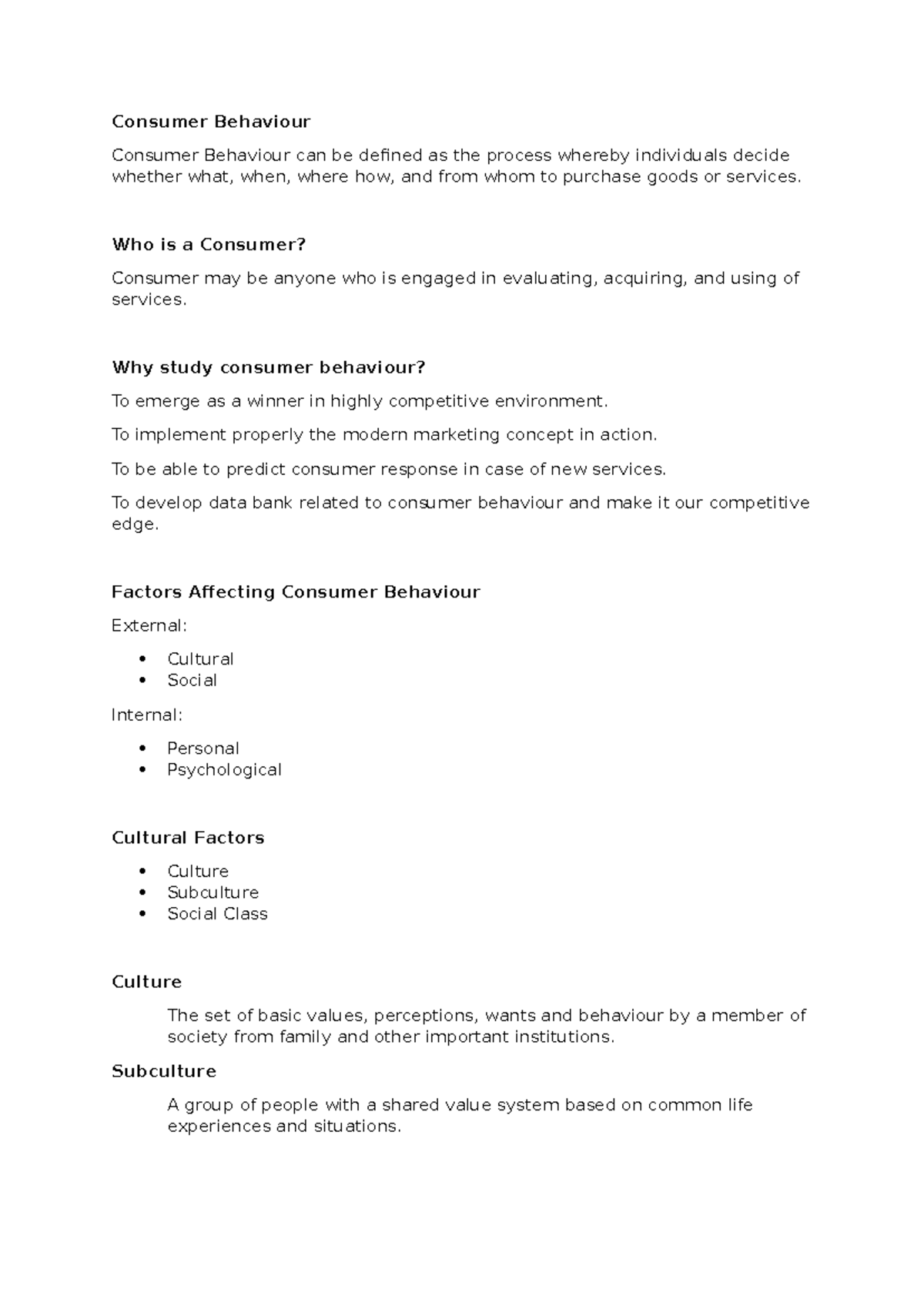 Consumer Behaviour Notes - Consumer Behaviour Consumer Behaviour Can Be 