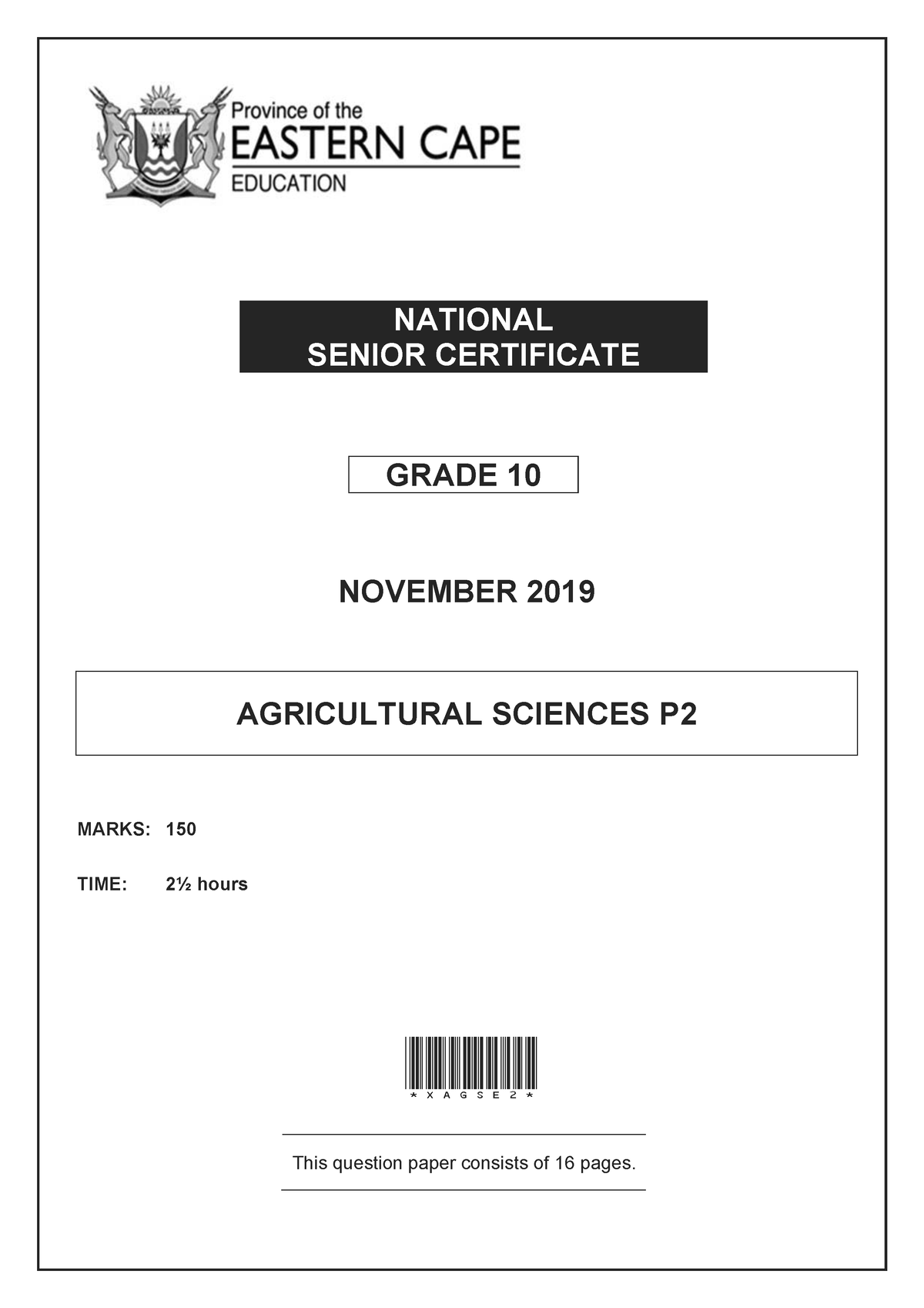 Agricultural sciences p2 nov 20191 AGR 2541 Univen Studocu