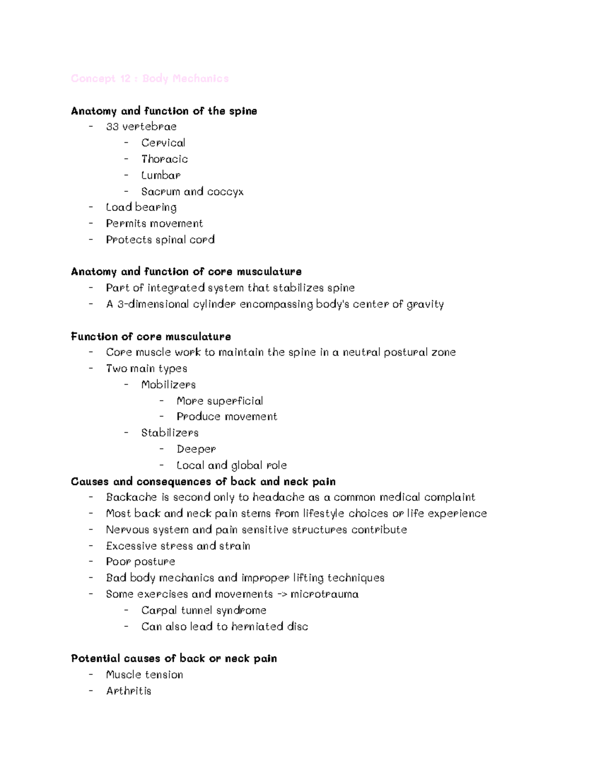 body mechanics and posture - Concept 12 : Body Mechanics Anatomy and ...