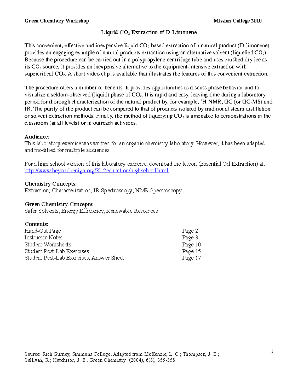 Practical, attachment Liquid CO2 Extraction of DLimonene Liquid CO