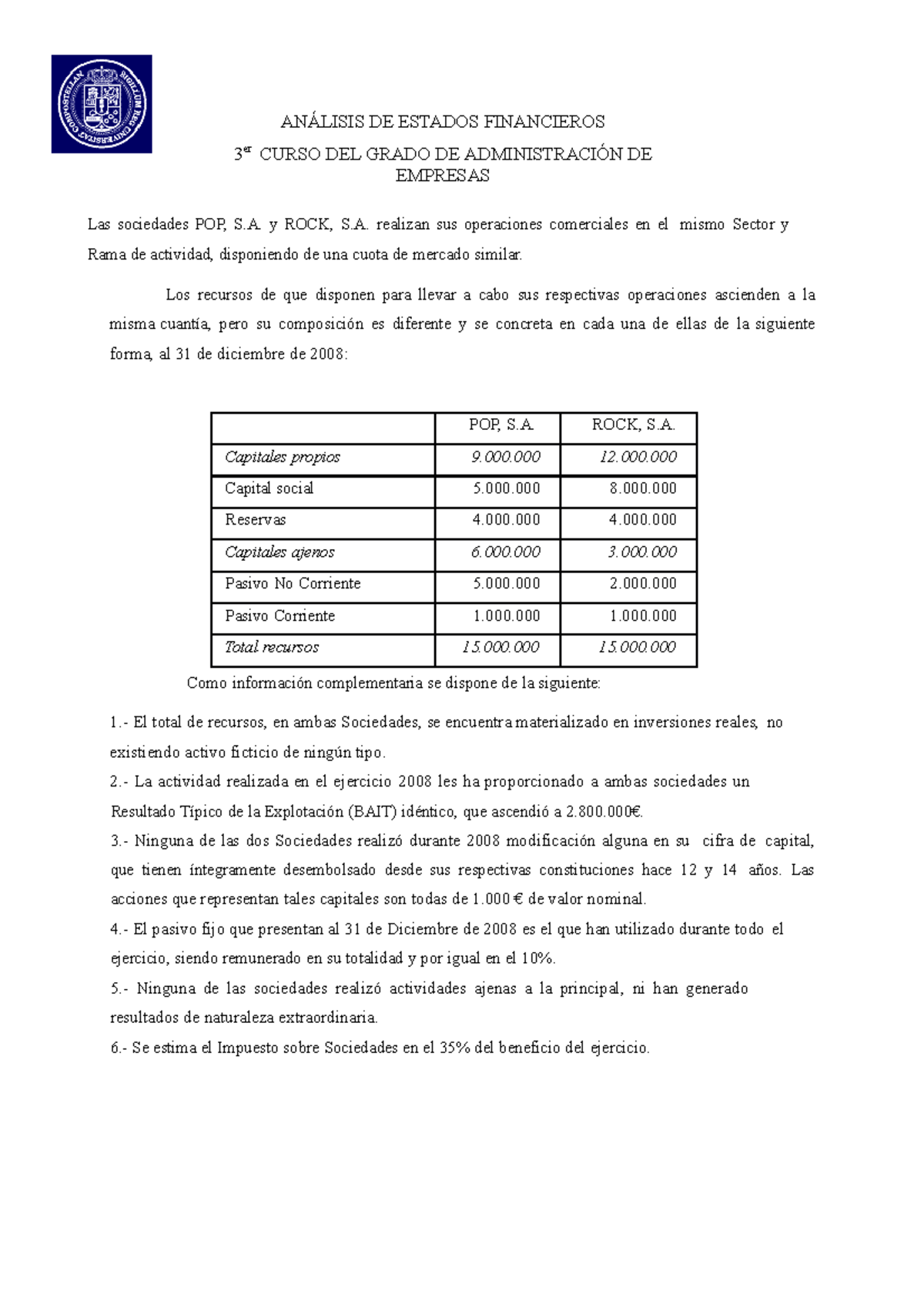 Pop Tema 4 Ejercicio Clase Analisis De Los Estados Fianancieros ...