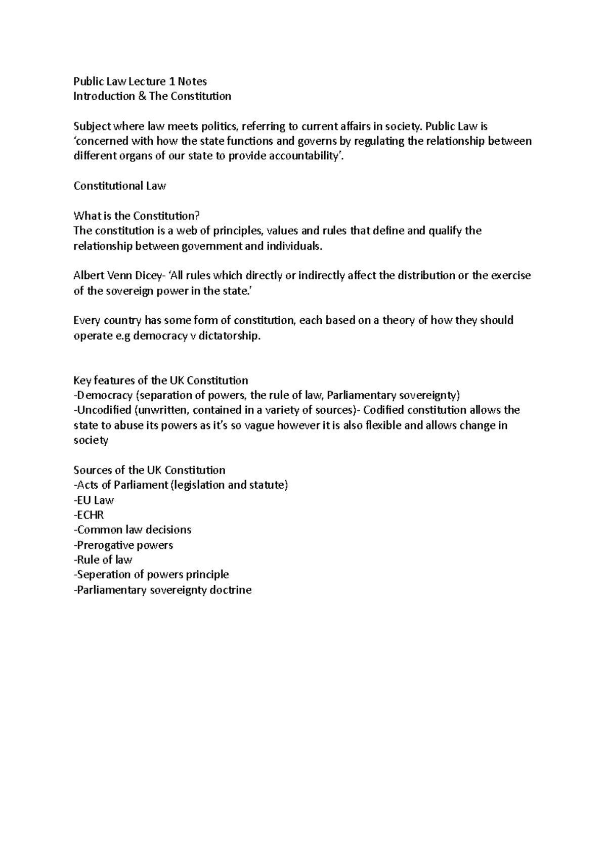 Public Law Lecture 1 Notes - Public Law Lecture 1 Notes Introduction ...