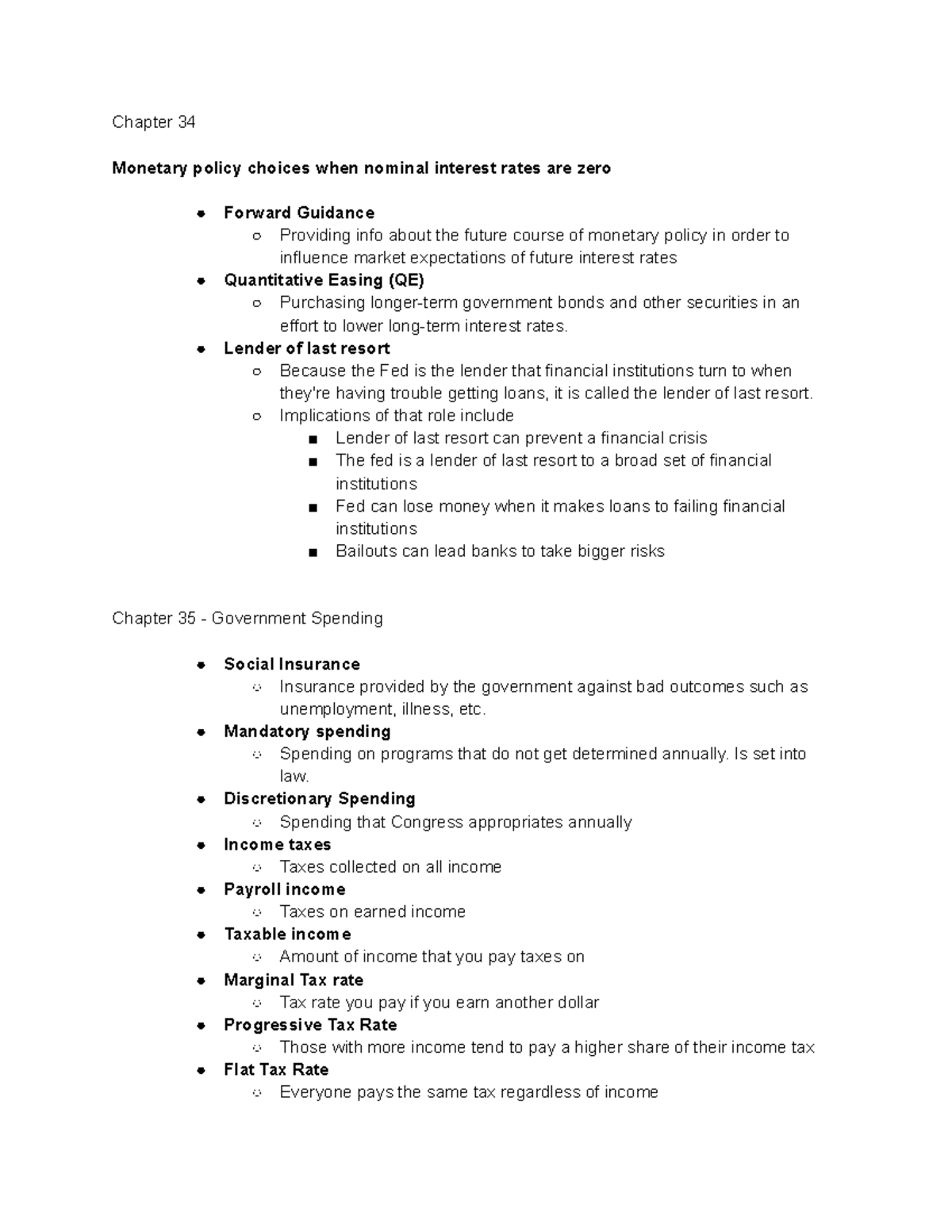 Econ Dec 5 - Lecture Notes - Chapter 34 Monetary policy choices when ...