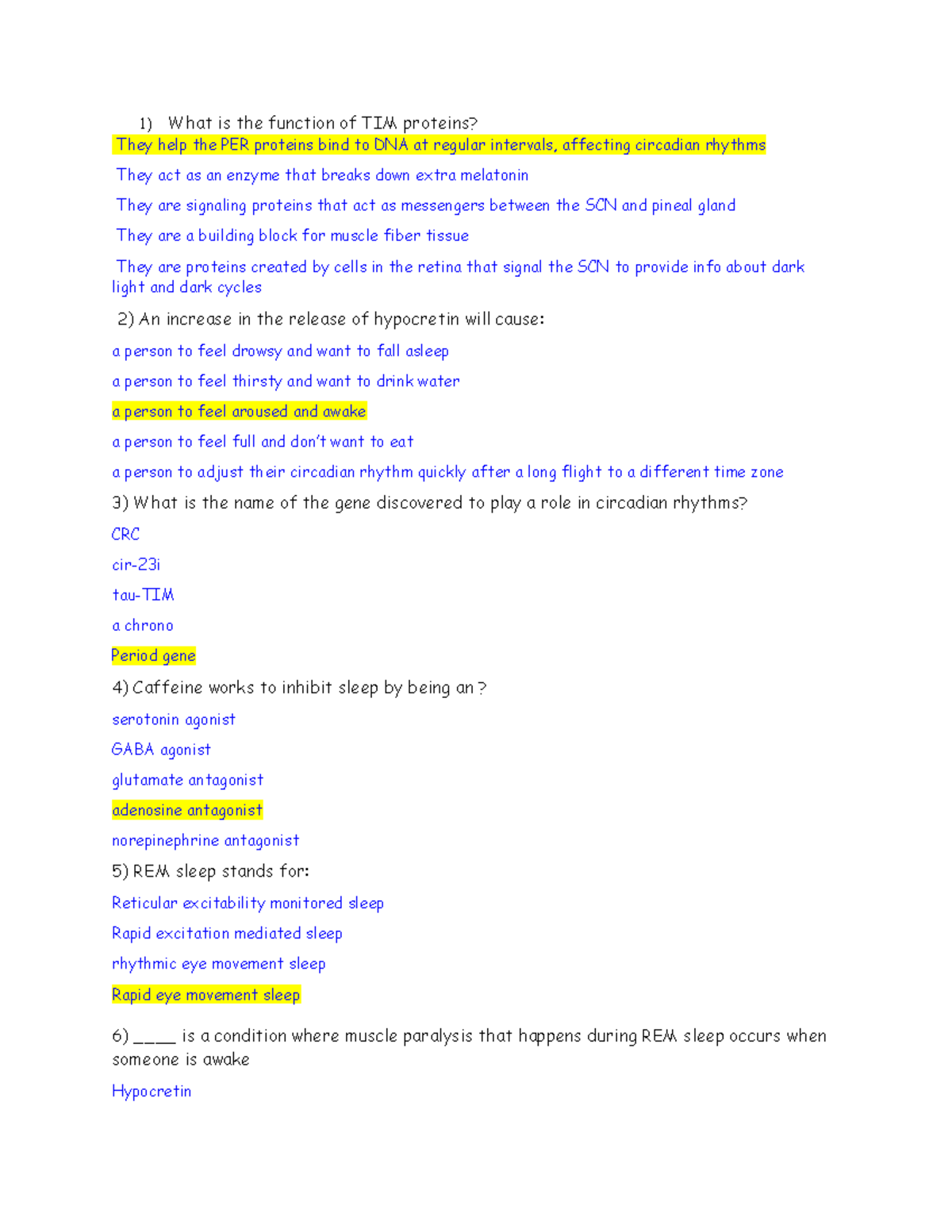 Activity 9 Quiz This quiz focuses on the 9th chapter Sleep and