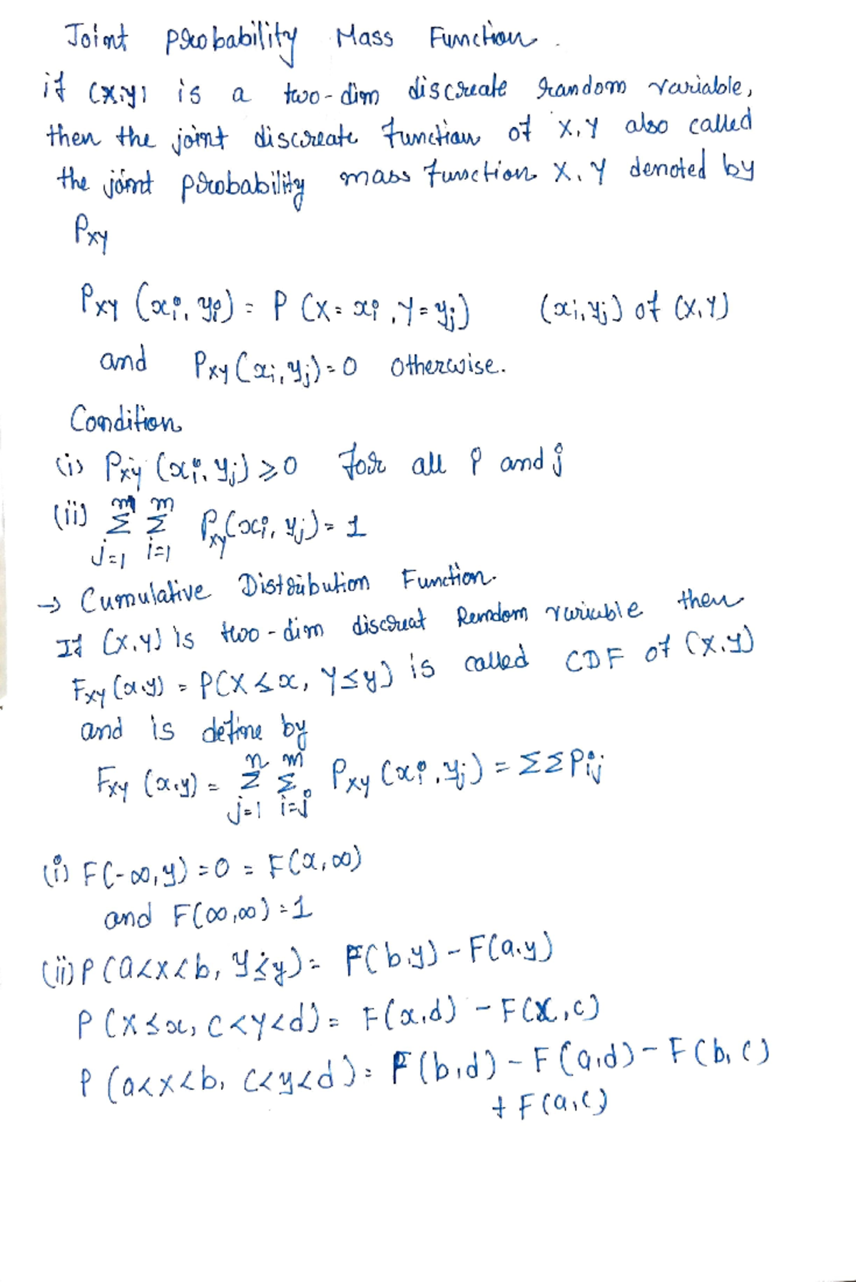 Joint probability - ps notes - Toiad Pko babilitY Mass Funchou CXy is a ...
